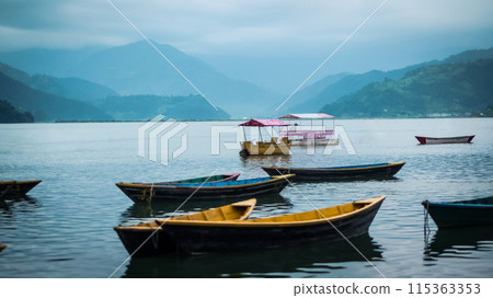 Boats on Phewa lake, Nepal Boats on Phewa lake, Nepal 115363353