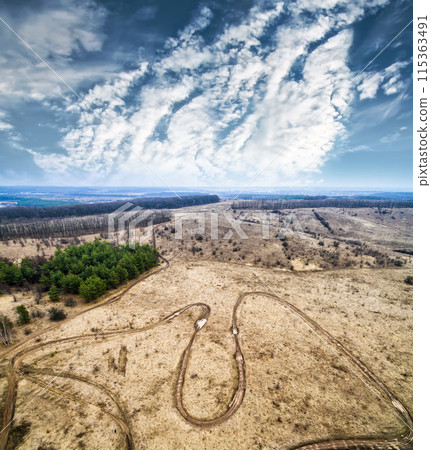 racing tracks and landscape from height 115363491