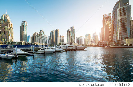 Dubai Marina at sunset 115363550