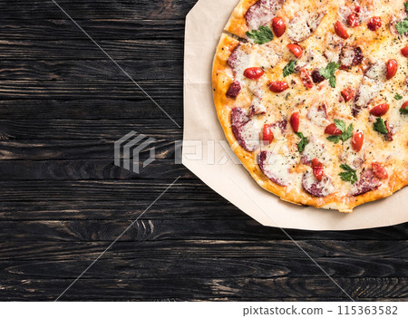 delicious pizza with text space 115363582