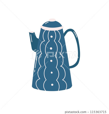 Beautiful blue teapot on white background. 115363715