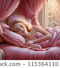 Beautiful sleeping woman in pink pajamas 115364110