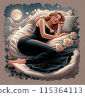 Beautiful sleeping woman in black pajamas 115364113