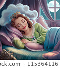 Beautiful sleeping woman in green pajamas 115364116