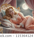 Beautiful sleeping woman in pink pajamas 115364124