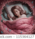 Beautiful sleeping woman in pink pajamas 115364127