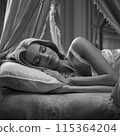 Monochrome sleeping beautiful woman 115364204