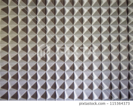Studio Soundproofing. Acoustic panels with pyramid texture in grey. 115364373