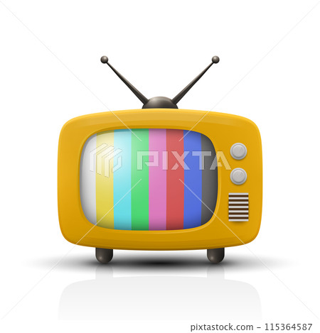 Vector 3d Vintage TV Set Icon with Test Pattern. Retro TV Icon, Design Template, Clipart. Retro TV Symbol with Color Bars for Web, Logo, App, UI Vector 3d Vintage TV Set Icon with Test Pattern. Retro TV Icon, Design Template, Clipart. Retro TV Symbol with Color Bars for Web, Logo, App, UI 115364587