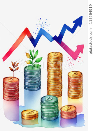 Financial growth concept with stacks of coins,...-插圖素材 [115364919 ...