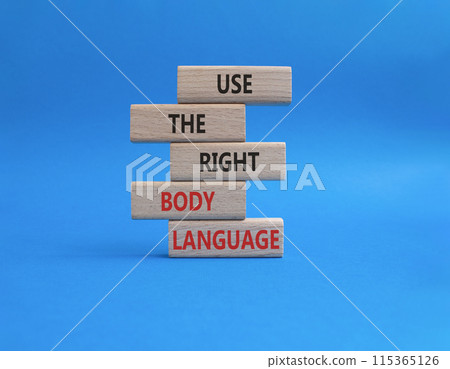 Use the right Body Language symbol. Concept words Use the right Body Language on wooden blocks. Beautiful blue background. Business concept. Copy space Use the right Body Language symbol. Concept words Use the right Body Language on wooden blocks. Beautiful blue background. Business concept. Copy space 115365126