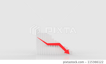 The white chart and red arrow down for Business concept 3d rendering. The white chart and red arrow down for Business concept 3d rendering. 115366122
