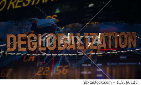 The deglobalization on world business chart image 3d rendering. 115366123
