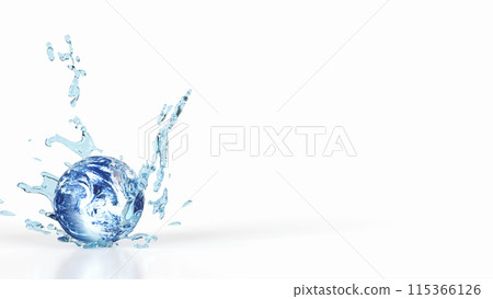 The world and water splash image 3d rendering. The world and water splash image 3d rendering. 115366126