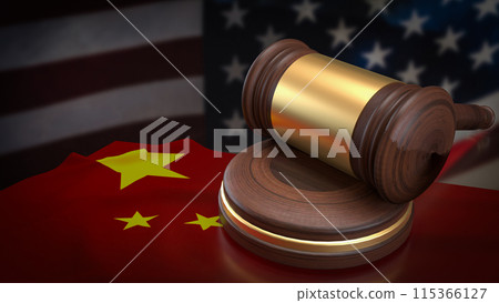 The Hammer justice on America and china flag for Background concept 3d rendering. The Hammer justice on America and china flag for Background concept 3d rendering. 115366127