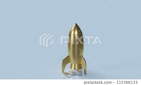 The gold Rocket and coins for Business concept 3d rendering. The gold Rocket and coins for Business concept 3d rendering. 115366133