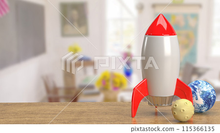 The Rocket moon and earth for sci or education concept 3d rendering. The Rocket moon and earth for sci or education concept 3d rendering. 115366135