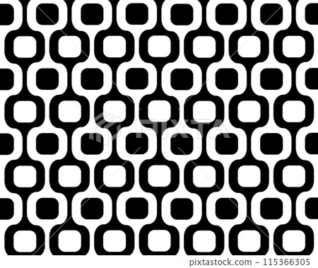 Ipanema sidewalk background. Famous beach boardwalk in Rio de Janeiro. Repeating black and white geometric texture with optical illusion. Brasilian symbol. Vector graphic illustration 115366305