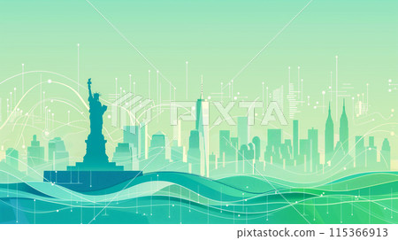 Statue of Liberty and futuristic New York cityscape 115366913