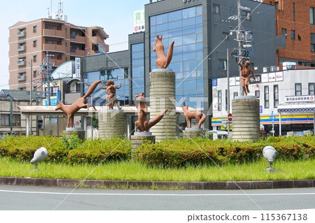 In front of Toyokawa Inari Station, famous for Toyokawa Inari Shrine In front of Toyokawa Inari Station, famous for Toyokawa Inari Shrine 115367138