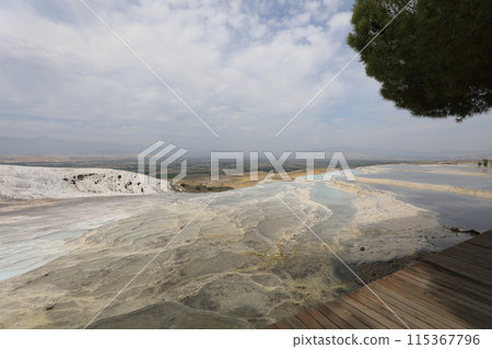 Pamukkale travertine terraces in Türkiye 115367796