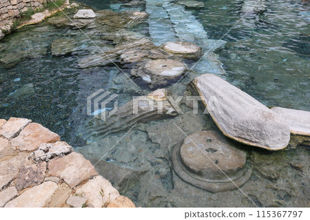 Hierapolis ruins pool at Pamukale Hierapolis ruins pool at Pamukale 115367797