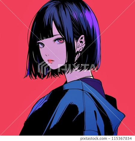 紅色背景的酷女孩 115367834