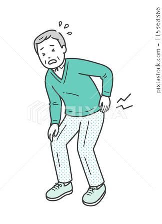 Illustration of an elderly man with back pain 115368366
