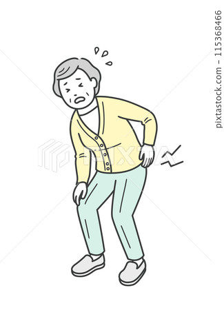 Illustration of an elderly woman with back pain Illustration of an elderly woman with back pain 115368466