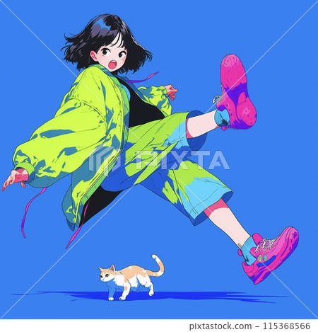 girl and kitten 115368566
