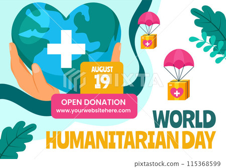 Humanitarian Day Social Media Background Flat Cartoon Hand Drawn Templates Illustration 115368599