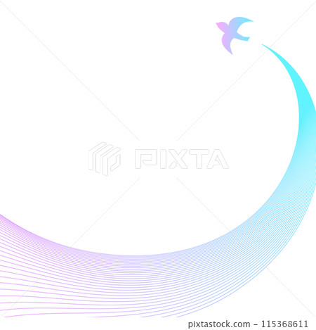 Birds flying high in the sky and their trajectories Purple and light blue gradient square design illustration Birds flying high in the sky and their trajectories Purple and light blue gradient square design illustration 115368611