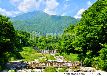 Ojiro Bridge / Upstream from Ojiro River / Looking toward the Ojiro River downstream erosion control dam (Hokuto City, Yamanashi Prefecture) [June 2024] 115368616