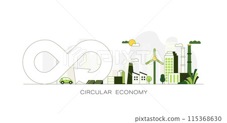Circular Economy. The concept of Green business, ecology and environment sustainable devellopment. Vector illustration. 115368630