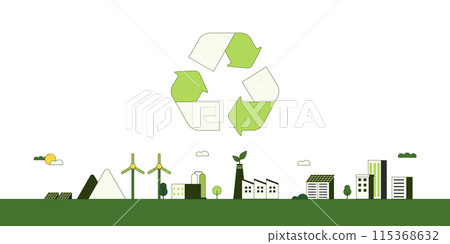Recycle concept. Sustainable of Green Energy, Ecology and environment development. Flat Vector illustration. 115368632