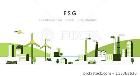 Sustainable of Green ecology and environment concept. ESG as environmental, social and governance concept. Flat Vector illustration. 115368636