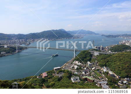 View of the Kanmon Bridge and both banks of the Kanmon Straits from Hinoyama Park (Shimonoseki on the right, Monji on the left) View of the Kanmon Bridge and both banks of the Kanmon Straits from Hinoyama Park (Shimonoseki on the right, Monji on the left) 115368916