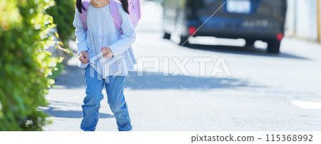 Elementary school students going to school 115368992