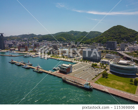 Aerial photography of Mojiko Retro in Fukuoka Prefecture using a drone 115369806