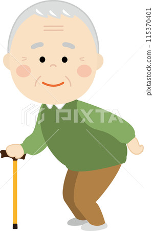 Grandpa attaching a cane 115370401