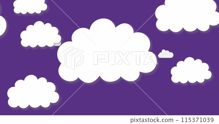 Image of colorful balloons flying over cloudy sky 115371039
