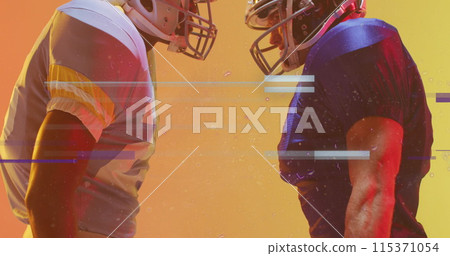 Image of data processing over diverse american football players 115371054