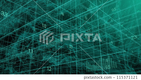Image of charts and data processing over 3d grid Image of charts and data processing over 3d grid 115371121
