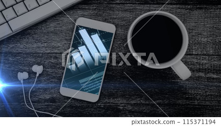 Image of statistics and financial data processing over smartphone screen Image of statistics and financial data processing over smartphone screen 115371194