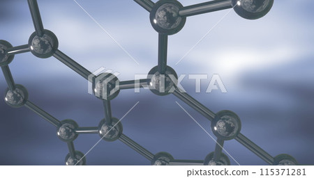 Image of 3d micro of molecules on blue background 115371281