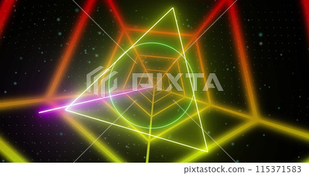Image of moving shapes on black background 115371583