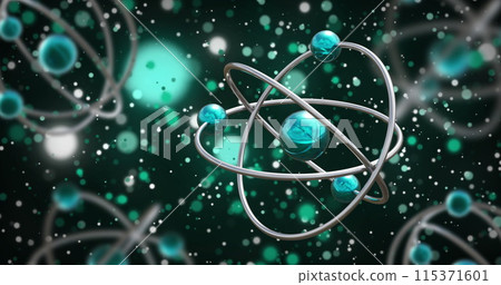 Image of micro of atom models over black background 115371601