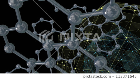 Image of 3d micro of molecules on black background Image of 3d micro of molecules on black background 115371643