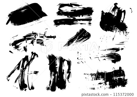 Black Ink Splash Vector Line Set: Grunge Elements for Artistic Designs. 115372000