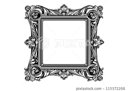 Royal vintage mirror engraved for decorative design. Hand drawn vector. Royal vintage mirror engraved for decorative design. Hand drawn vector. 115372208